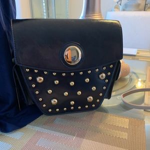 Blue Studded Cross-Body Handbag